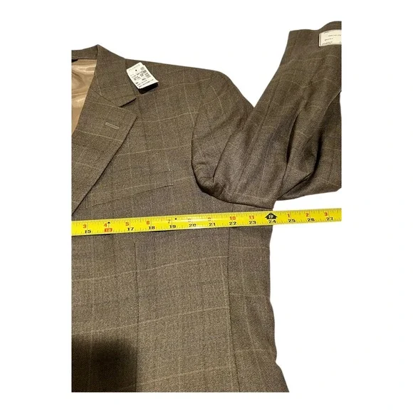 NWT Jos. A. Bank‎ Men's 46R Brown Silk Wool Plaid 2-Button Executive Jacket